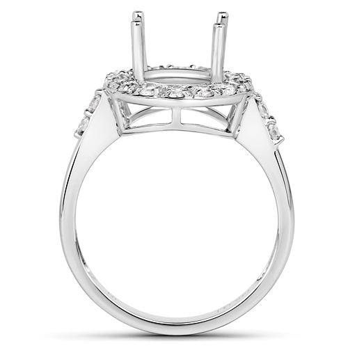 0.60 Carat Genuine White Diamond 14K White Gold Semi Mount Ring - holds 10x8mm Oval Gemstone