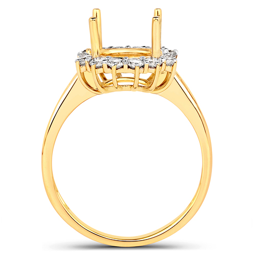 0.58 Carat Genuine White Diamond 14K Yellow Gold Semi Mount Ring - holds 9.00mm Round Gemstone