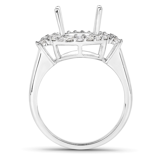 0.83 Carat Genuine White Diamond 14K White Gold Semi Mount Ring - holds 11x9mm Oval Gemstone