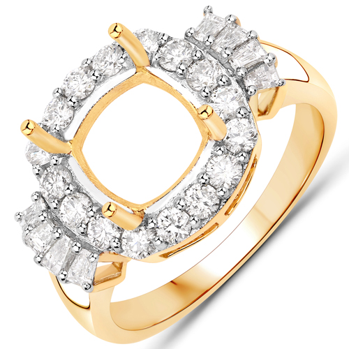 Diamond-0.73 Carat Genuine White Diamond 14K Yellow Gold Ring