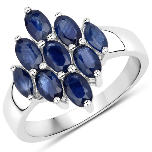 Sapphire-1.84 Carat Genuine Blue Sapphire .925 Sterling Silver Ring