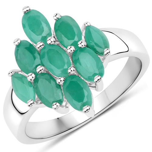 Emerald-1.68 Carat Genuine Emerald .925 Sterling Silver Ring