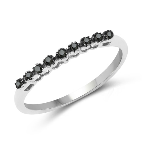 Diamond-0.10 Carat Genuine Black Diamond .925 Sterling Silver Ring