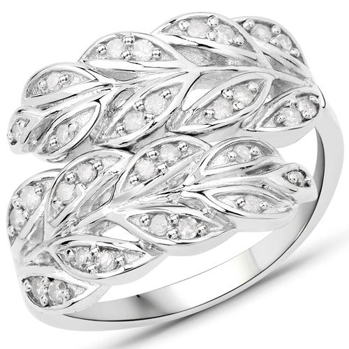 Diamond-0.33 Carat Genuine White Diamond .925 Sterling Silver Ring