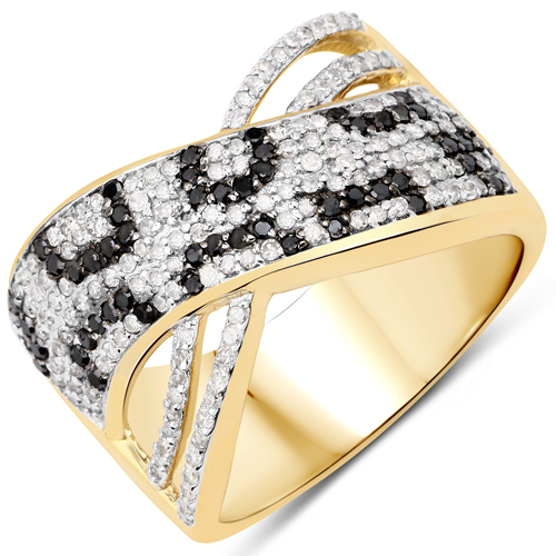Diamond-0.69 Carat Genuine Black Diamond and White Diamond .925 Sterling Silver Ring
