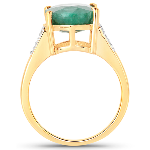 5.68 Carat Dyed Emerald and White Topaz .925 Sterling Silver Ring