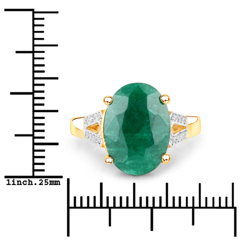 5.68 Carat Dyed Emerald and White Topaz .925 Sterling Silver Ring