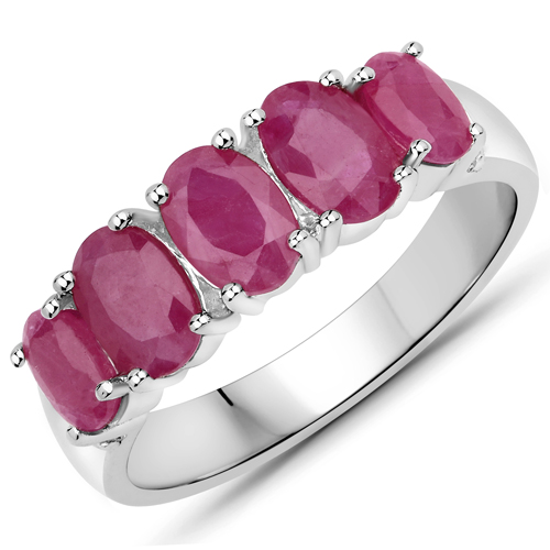 Ruby-2.14 Carat Genuine Johnson Ruby and White Topaz .925 Sterling Silver Ring