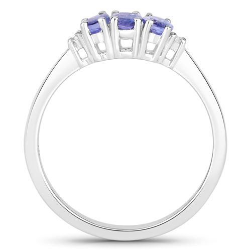 0.57 Carat Genuine Tanzanite .925 Sterling Silver Ring