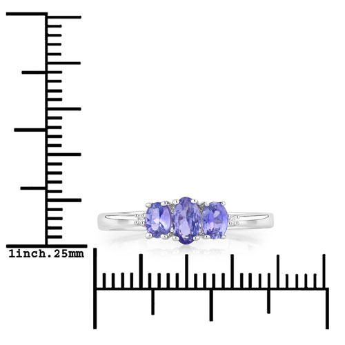 0.57 Carat Genuine Tanzanite .925 Sterling Silver Ring