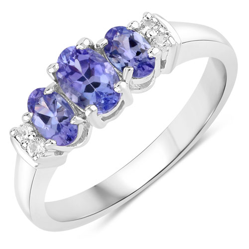 Tanzanite-0.98 Carat Genuine Tanzanite .925 Sterling Silver Ring