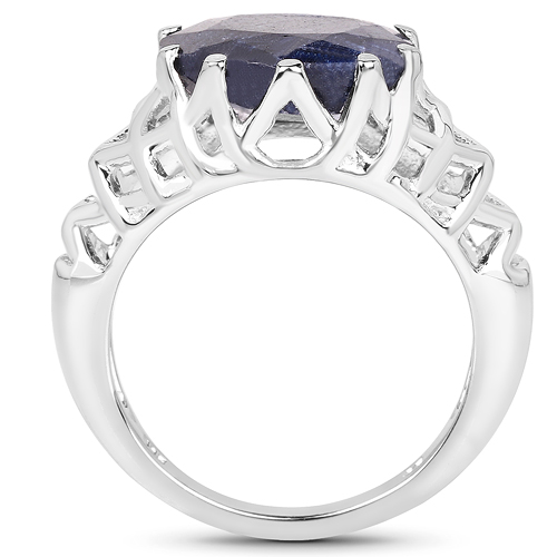 5.94 Carat Dyed Sapphire .925 Sterling Silver Ring