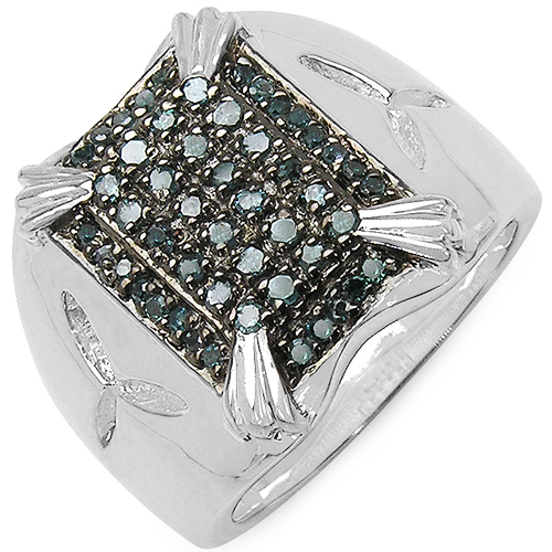Diamond-0.41 Carat Genuine Blue Diamond .925 Sterling Silver Ring