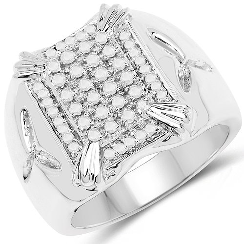 Diamond-0.43 Carat Genuine White Diamond .925 Sterling Silver Ring