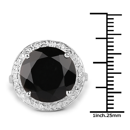 8.48 Carat Genuine Black Onyx and White Topaz .925 Sterling Silver Ring