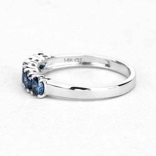 0.97 Carat Genuine Blue Diamond 14K White Gold Ring