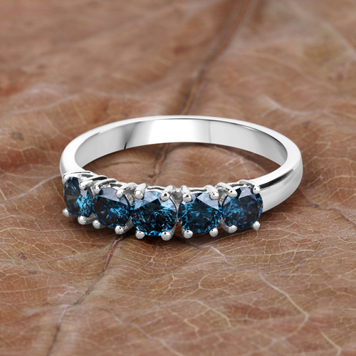 0.97 Carat Genuine Blue Diamond 14K White Gold Ring