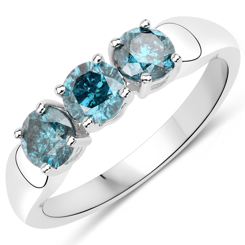 Diamond-1.07 Carat Genuine Blue Diamond 14K White Gold Ring