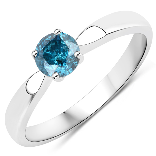 Diamond-0.53 Carat Genuine Blue Diamond 14K White Gold Ring
