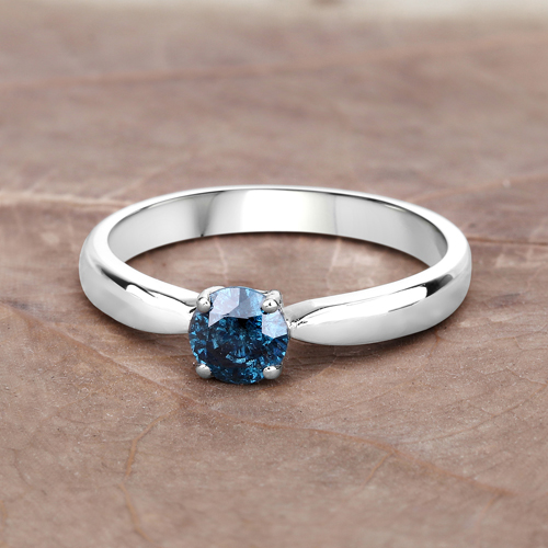 0.53 Carat Genuine Blue Diamond 14K White Gold Ring