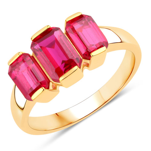 Ruby-3.02 Carat Created Ruby .925 Sterling Silver Ring