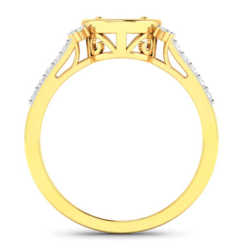 0.30 Carat Genuine White Diamond 14K Yellow Gold Semi Mount Ring - holds 9x7mm Oval Gemstone