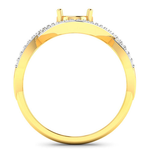 0.24 Carat Genuine White Diamond 14K Yellow Gold Semi Mount Ring - holds 8x6mm Oval Gemstone