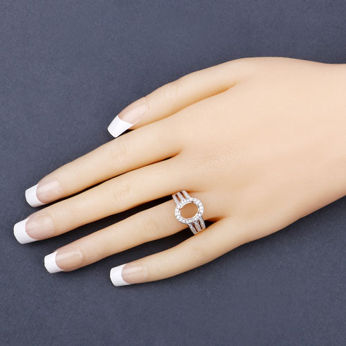 0.44 Carat Genuine White Diamond 14K Yellow Gold Semi Mount Ring - holds 9x7mm Oval Gemstone