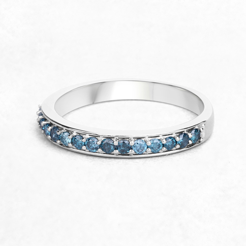0.35 Carat Genuine Blue Diamond 14K White Gold Ring (I1-I2)