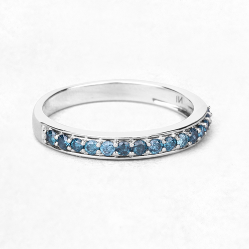 0.35 Carat Genuine Blue Diamond 14K White Gold Ring (I1-I2)