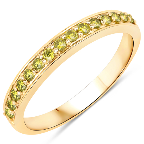 Diamond-0.32 Carat Genuine Yellow Diamond 14K Yellow Gold Ring (I1-I2)