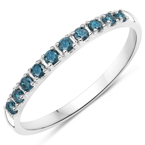 Diamond-0.24 Carat Genuine Blue Diamond 14K White Gold Ring (I1-I2)