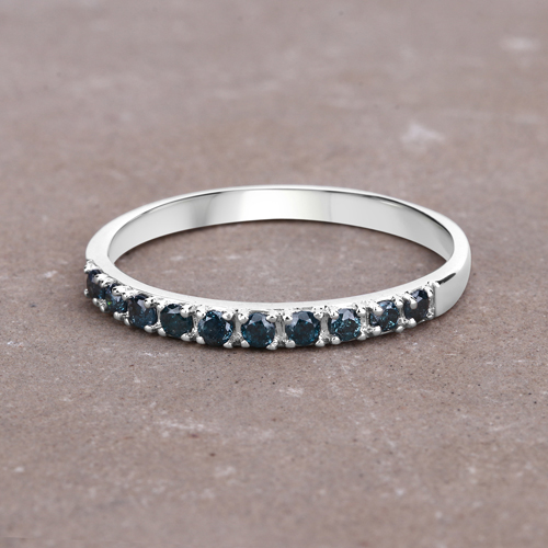 0.24 Carat Genuine Blue Diamond 14K White Gold Ring (I1-I2)