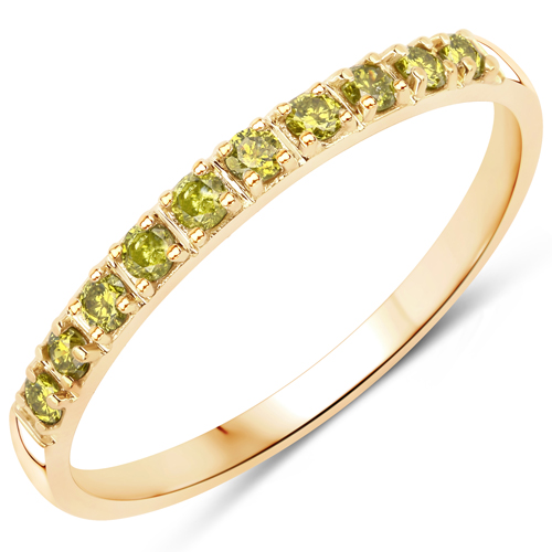 Diamond-0.21 Carat Genuine Yellow Diamond 14K Yellow Gold Ring (I1-I2)