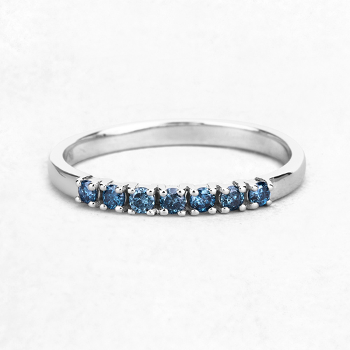 0.22 Carat Genuine Blue Diamond 14K White Gold Ring (I1-I2)
