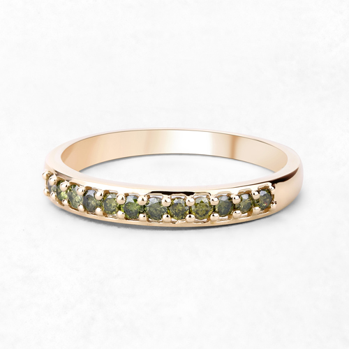 0.27 Carat Genuine Green Diamond 14K Yellow Gold Ring (SI1-SI2)