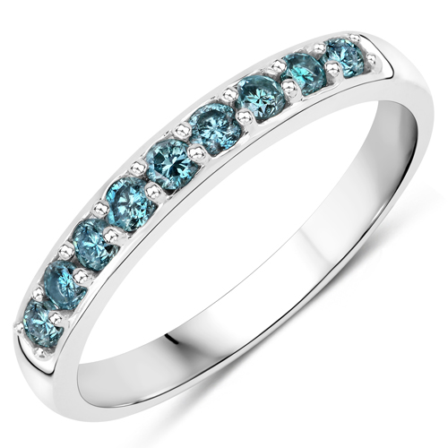 Diamond-0.36 Carat Genuine Blue Diamond 14K White Gold Ring (I1-I2)
