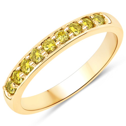 Diamond-0.35 Carat Genuine Yellow Diamond 14K Yellow Gold Ring (I1-I2)