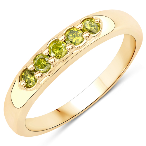 Diamond-0.26 Carat Genuine Yellow Diamond 14K Yellow Gold Ring (I1-I2)