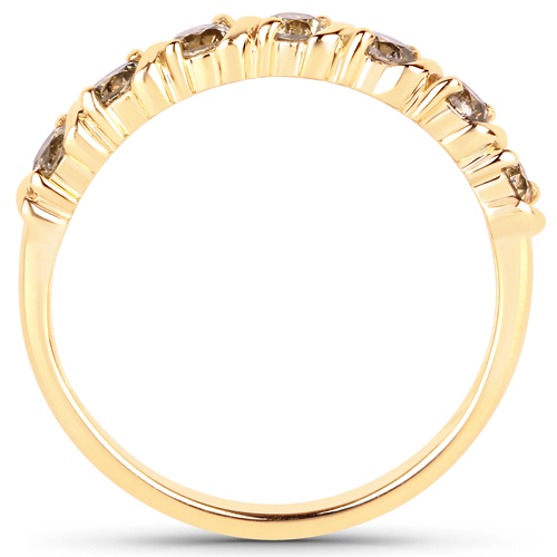0.55 Carat Genuine Champagne Diamond 14K Yellow Gold Ring (I1-I2)