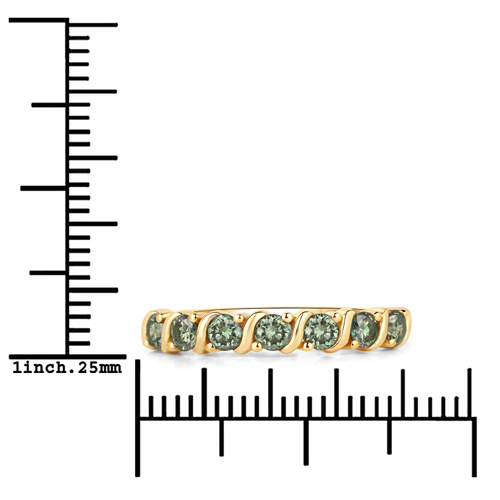 0.63 Carat Genuine Green Diamond 14K Yellow Gold Ring (SI1-SI2)