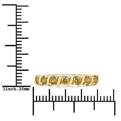 0.50 Carat Genuine Yellow Diamond 14K Yellow Gold Ring (I1-I2)
