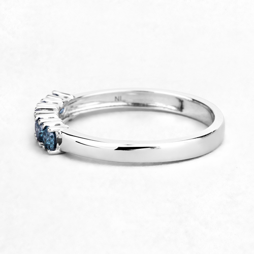 0.44 Carat Genuine Blue Diamond 14K White Gold Ring (I1-I2)