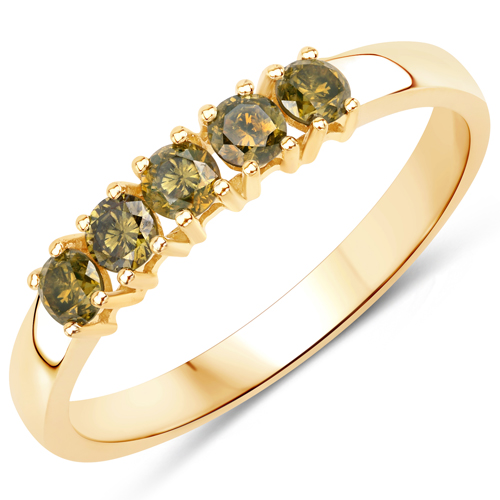 Diamond-0.46 Carat Genuine Yellow Diamond 14K Yellow Gold Ring (I1-I2)