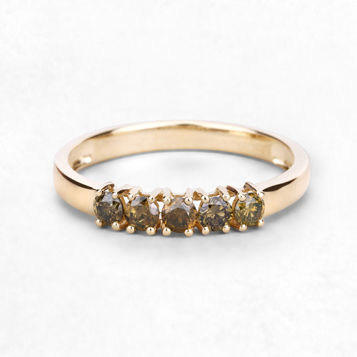0.46 Carat Genuine Yellow Diamond 14K Yellow Gold Ring (I1-I2)