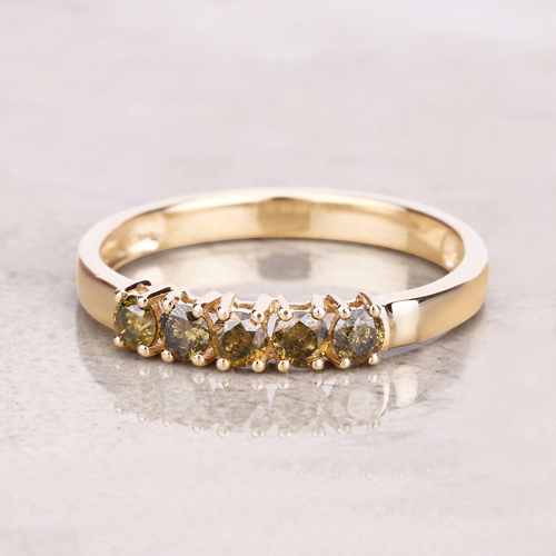 0.46 Carat Genuine Yellow Diamond 14K Yellow Gold Ring (I1-I2)
