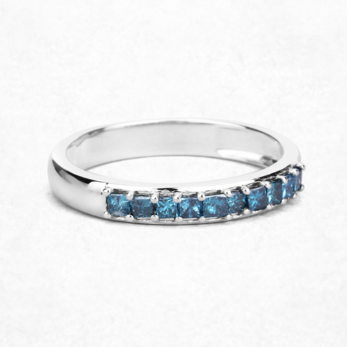 0.38 Carat Genuine Blue Diamond 14K White Gold Ring (I1-I2)