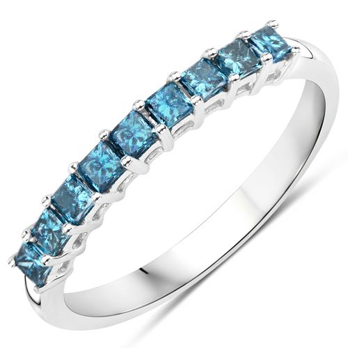 Diamond-0.45 Carat Genuine Blue Diamond 14K White Gold Ring (SI1-SI2)