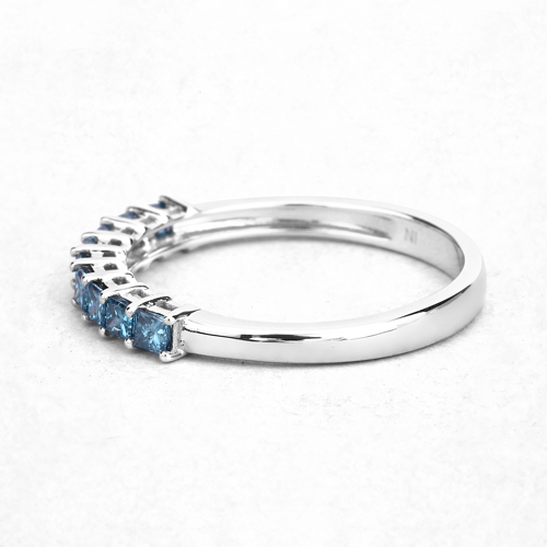 0.45 Carat Genuine Blue Diamond 14K White Gold Ring (SI1-SI2)