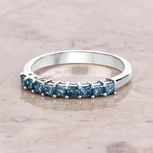 0.45 Carat Genuine Blue Diamond 14K White Gold Ring (SI1-SI2)